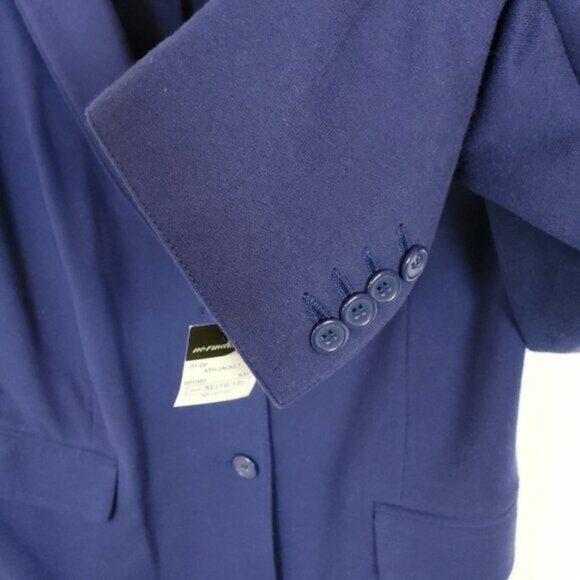 NWT Norma Kamali Navy Blue Jacket Blazer Stretch Knit size XL Office Career - Picture 8 of 12